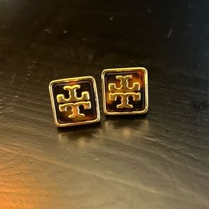 Tory Burch Gold Tortoise Square Stud Earrings